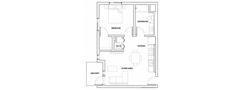 1BEDF-301F Floor Plan at Fedora Bliss LLC, Woodland Hills, California