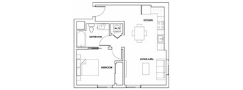 1BEDG-709F Floor Plan at Fedora Bliss LLC, Woodland Hills