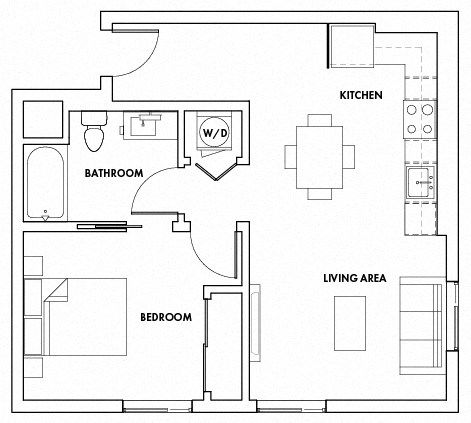 1BEDG-709F Floor Plan at Fedora Bliss LLC, Woodland Hills