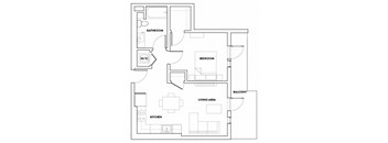 1BEDJ-307F Floor Plan at Fedora Bliss LLC, Woodland Hills, CA, 91367