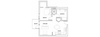 1BEDK-306F Floor Plan at Fedora Bliss LLC, Woodland Hills, CA