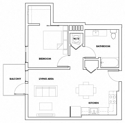 1BEDK-306F Floor Plan at Fedora Bliss LLC, Woodland Hills, CA