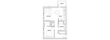 1BEDN-712F Floor Plan at Fedora Bliss LLC, Woodland Hills