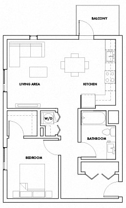 1BEDN-712F Floor Plan at Fedora Bliss LLC, Woodland Hills