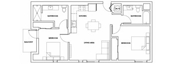 2BEDC-613F Floor Plan at Fedora Bliss LLC, California