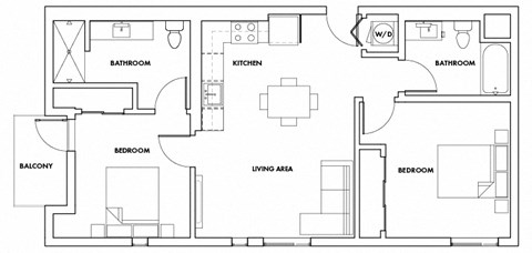 2BEDC-613F Floor Plan at Fedora Bliss LLC, California