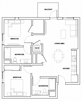 2BEDD-512F Floor Plan at Fedora Bliss LLC, California, 91367