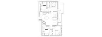 2BEDE-308F Floor Plan at Fedora Bliss LLC, Woodland Hills, CA