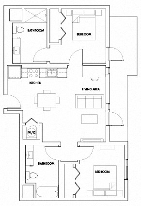 2BEDE-308F Floor Plan at Fedora Bliss LLC, Woodland Hills, CA