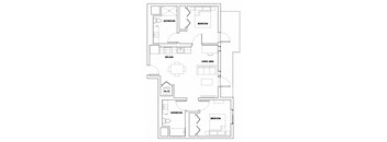 2BEDE-308F Floor Plan at Fedora Bliss LLC, Woodland Hills, CA, 91367