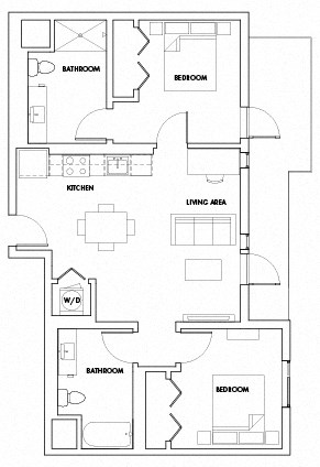 2BEDE-308F Floor Plan at Fedora Bliss LLC, Woodland Hills, CA, 91367