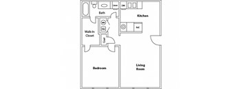 Los Feliz Bliss Apartments Floor Plan 1 Bedroom 1 Bath C at Los Feliz, Los Angeles, CA, 90027
