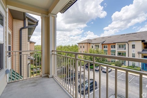 View of the parking lot from the balcony  at Park Place, Oviedo, FL, 32765