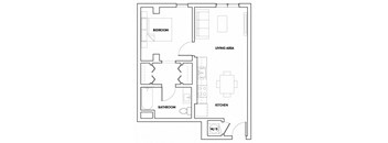 1BEDB-105T Floor Plan at Fedora Bliss LLC, California, 91367