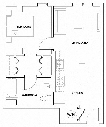 1BEDB-105T Floor Plan at Fedora Bliss LLC, California, 91367