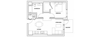 1BEDC-308T Floor Plan at Fedora Bliss LLC, Woodland Hills, CA, 91367