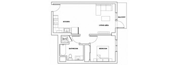 1BEDE-110T Floor Plan at Fedora Bliss LLC, Woodland Hills, CA