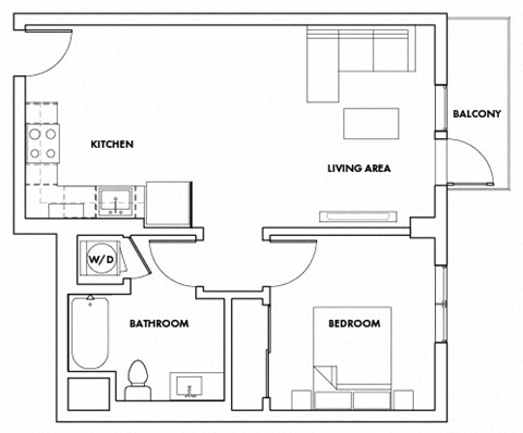 1BEDE-110T Floor Plan at Fedora Bliss LLC, Woodland Hills, CA