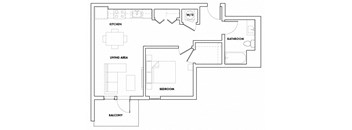 1BEDI-203T Floor Plan at Fedora Bliss LLC, California, 91367