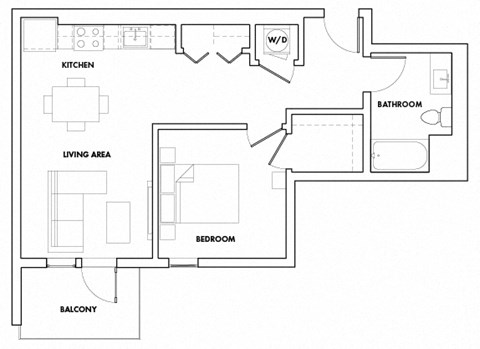 1BEDI-203T Floor Plan at Fedora Bliss LLC, California, 91367