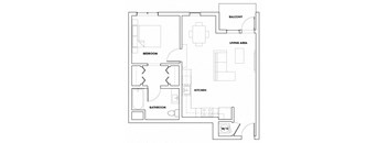 1BEDM-305T Floor Plan at Fedora Bliss LLC, Woodland Hills, California
