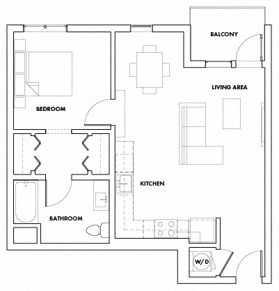 1BEDM-305T Floor Plan at Fedora Bliss LLC, Woodland Hills, California