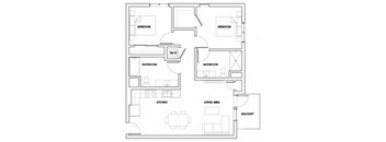 2BEDF-306T Floor Plan at Fedora Bliss LLC, Woodland Hills, CA