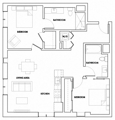 2BEDI-316T Floor Plan at Fedora Bliss LLC, Woodland Hills, California