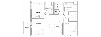 2BEDJ-713T Floor Plan at Fedora Bliss LLC, Woodland Hills