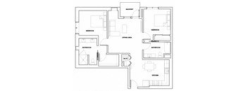 2BEDK-304T Floor Plan at Fedora Bliss LLC, California