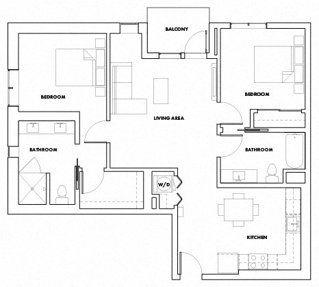 2BEDK-304T Floor Plan at Fedora Bliss LLC, California