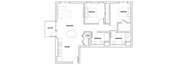 2BEDL-705T Floor Plan at Fedora Bliss LLC, California, 91367