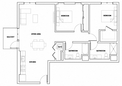2BEDL-705T Floor Plan at Fedora Bliss LLC, California, 91367