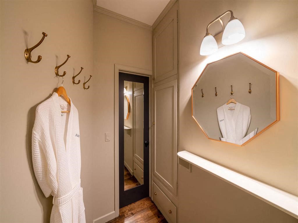 Bathroom With Adequate Storage at The James – Furnished Apartments, Los Angeles, CA