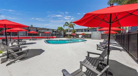 Poolside Relaxing Area at Via Oxnard, Oxnard, CA