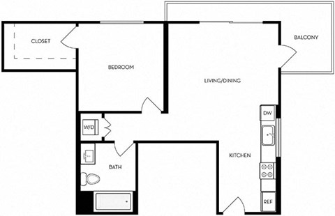 A1 Floor Plan at Mariposa on 3rd, California, 90004