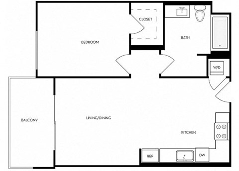 A2 Floor Plan at Mariposa on 3rd, Los Angeles, CA, 90004