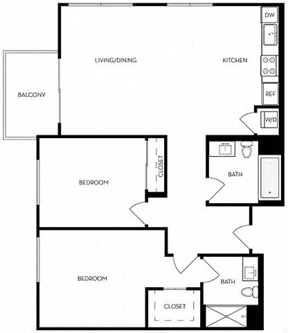 B4 Floor Plan at Mariposa on 3rd, Los Angeles, California
