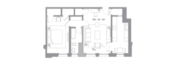 C1 Floor Plan at Villa Carlotta – Furnished Apartments, Los Angeles, CA