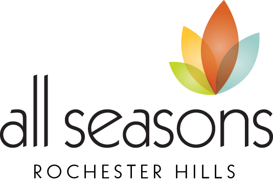 A logo with the text "all seasons" and "ROCHESTER HILLS" with a graphic of a leaf.
