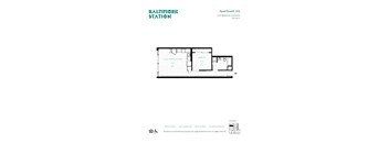 A floor plan for an apartment at Baltimore Station.