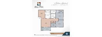 2 bed 2 bath floor plan at Arbor Park Apartments, Mississippi, 39209