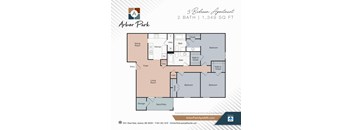 3 bed 2 bath floor plan at Arbor Park Apartments, Jackson, MS, 39209