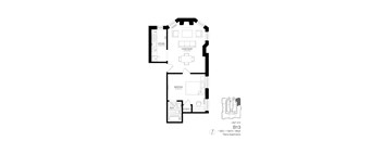 A black and white image of a floor plan for an apartment named B13.