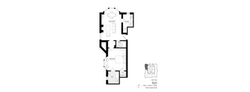 A black and white image of a floor plan for a B20 unit at Palms Apartments.