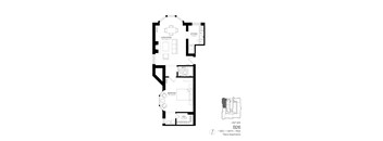 A black and white image of a floor plan for an apartment.