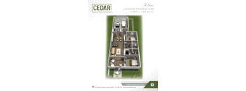 A floor plan for a two bedroom apartment at Cedar Crossing.