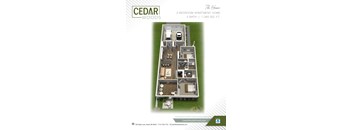 A floor plan for a two bedroom apartment home by Cedar Woods.