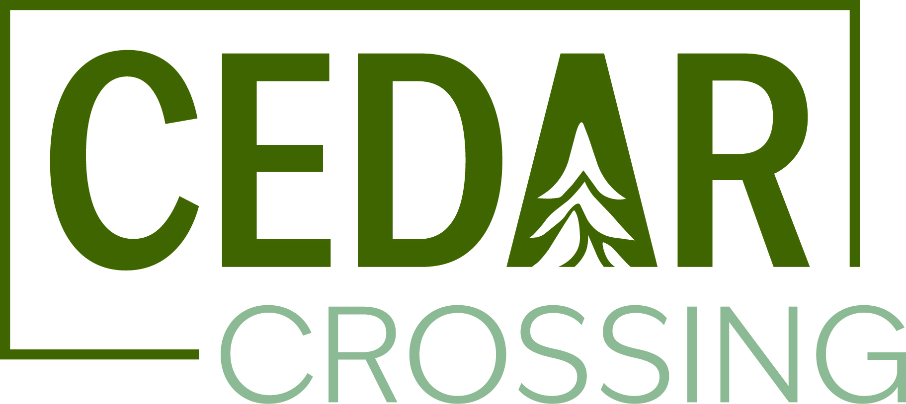A logo with the words Cedar Crossing and a tree icon.