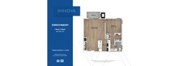 1 bedroom floor plan |809 sq ft | ENRICHMENT | INNOVA